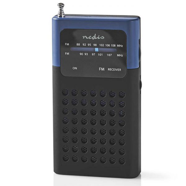 NEDIS RDFM1100BU FM Radio, 1.5 W, Pocket Size, Black / Blue