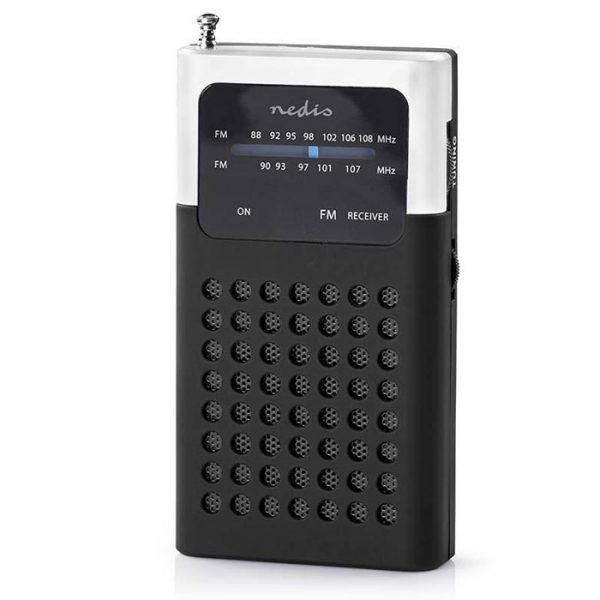 NEDIS RDFM1100WT FM Radio, 1.5 W, Pocket Size, Black / White