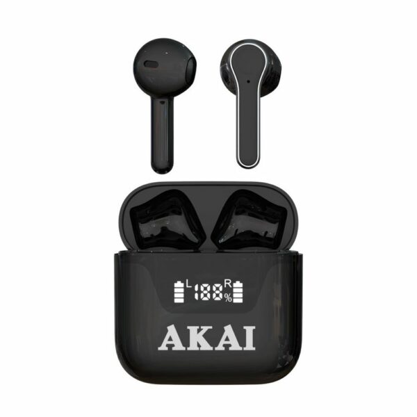 Akai BTE-J101 In-ear Bluetooth Handsfree Ακουστικά με Θήκη Φόρτισης Μαύρα
