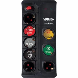 Crystal Audio CP8-1300-70 Πολύπριζο Ασφαλείας 8 Θέσεων με Διακόπτη και Καλώδιο 1.5m Μαύρο